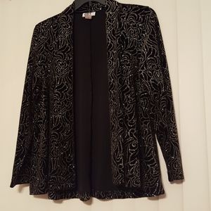 Sparkly, swirly black and gold blazer.
